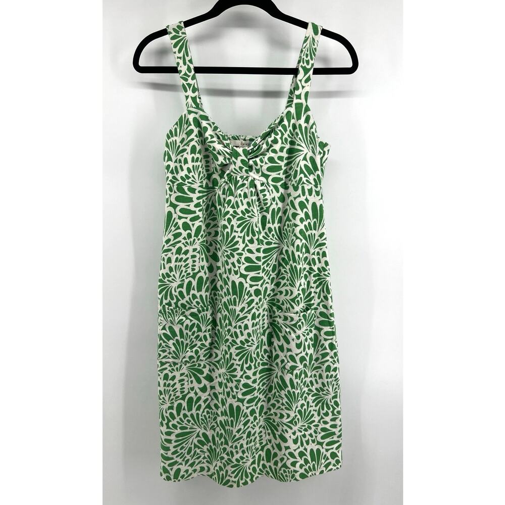 Boden Women's Sleeveless Dress Size 4R Green White Sweetheart Neckline